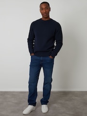 Threadbare Blue Saddle Sleeve Knitted Crew Neck Jumper - Image 2 of 4