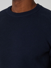 Threadbare Blue Saddle Sleeve Knitted Crew Neck Jumper - Image 4 of 4