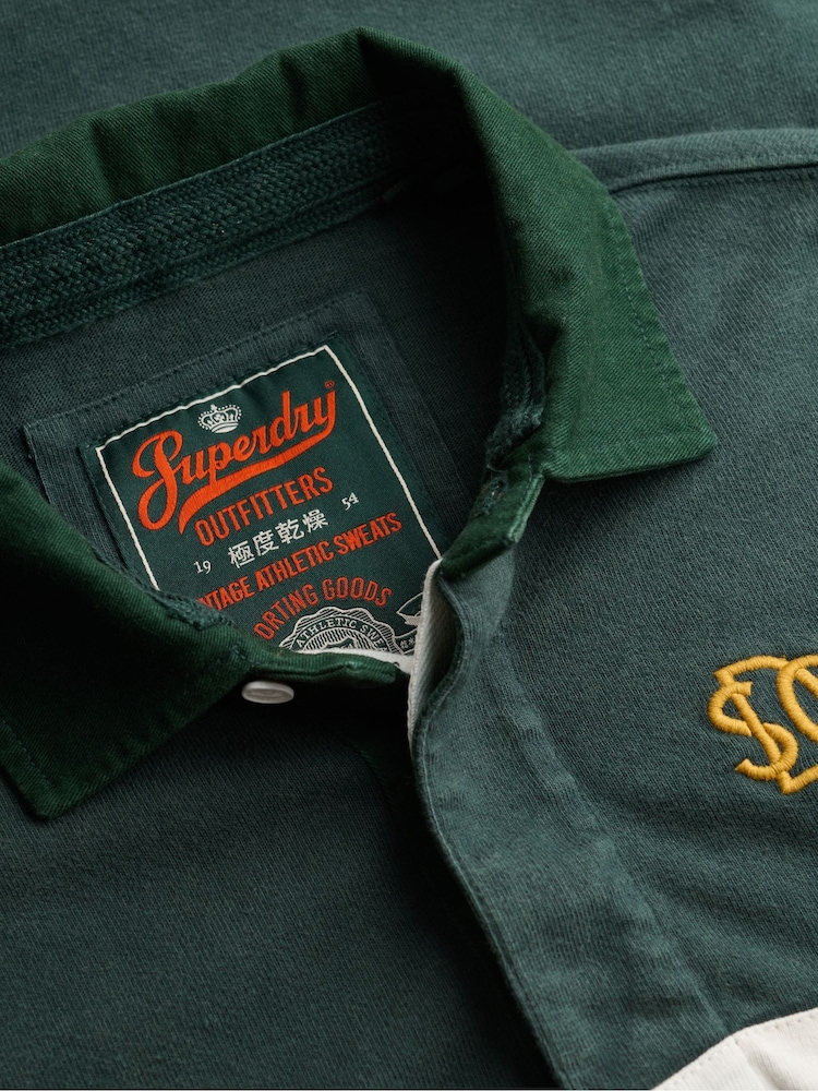 Superdry Green Vintage Athletic Stripe Rugby Shirt - Image 7 of 7 Superdry Green Vintage Athletic Stripe Rugby Shirt - Image 7 of 7
