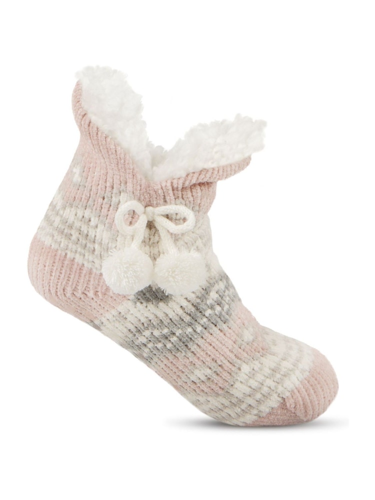 Totes Pink Toasties Ladies Chenille Crop Knitted Slipper Socks - Image 2 of 5 Totes Pink Toasties Ladies Chenille Crop Knitted Slipper Socks - Image 2 of 5
