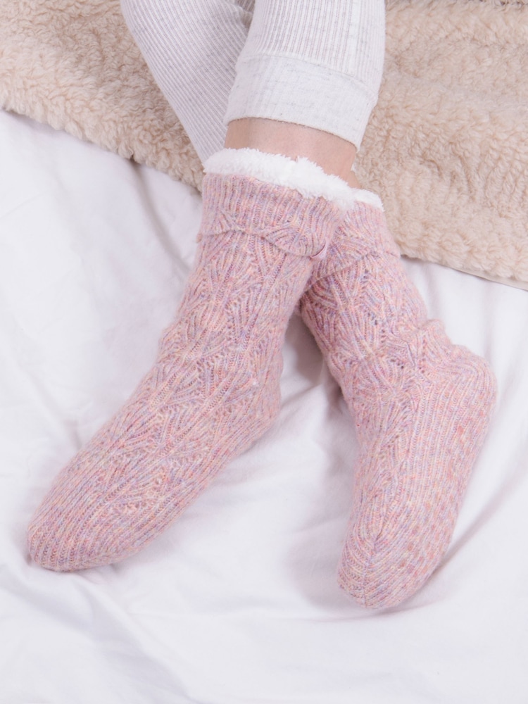 Totes Pink Toasties Ladies Texture Slipper Socks - Image 1 of 5
