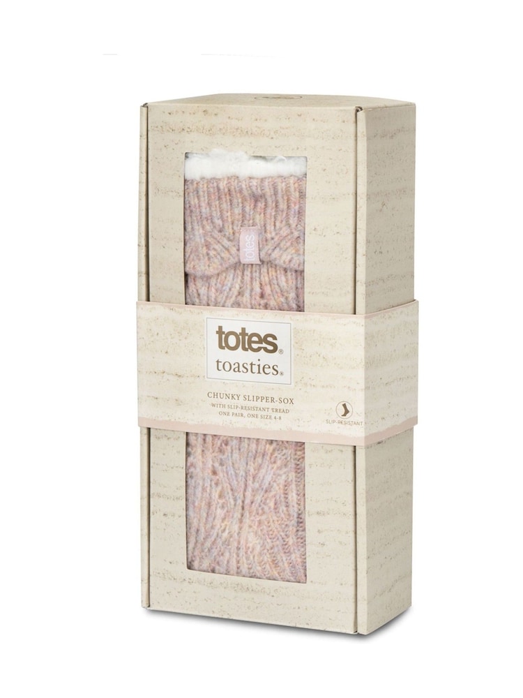 Totes Pink Toasties Ladies Texture Slipper Socks - Image 5 of 5