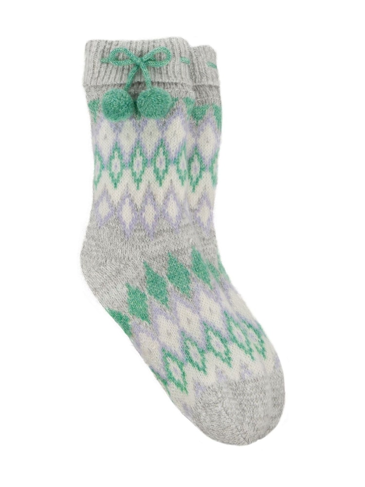 Totes Blue Toasties Ladies Fairisle Chenille Slipper Socks - Image 2 of 5 Totes Blue Toasties Ladies Fairisle Chenille Slipper Socks - Image 2 of 5