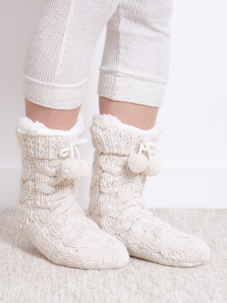 Totes Toasties Ladies Luxury Chunky Knit Slipper Socks - Bild 1 von 5