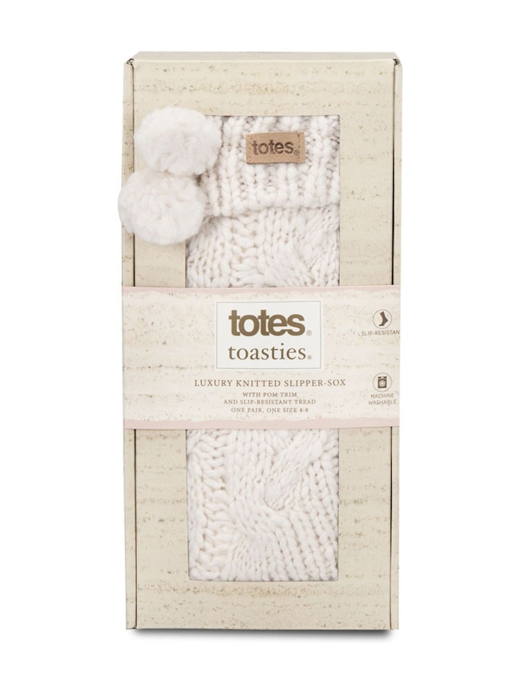 Totes Cream Toasties Ladies Luxury Chunky Knit Slipper Socks - Image 5 of 5 Totes Cream Toasties Ladies Luxury Chunky Knit Slipper Socks - Image 5 of 5