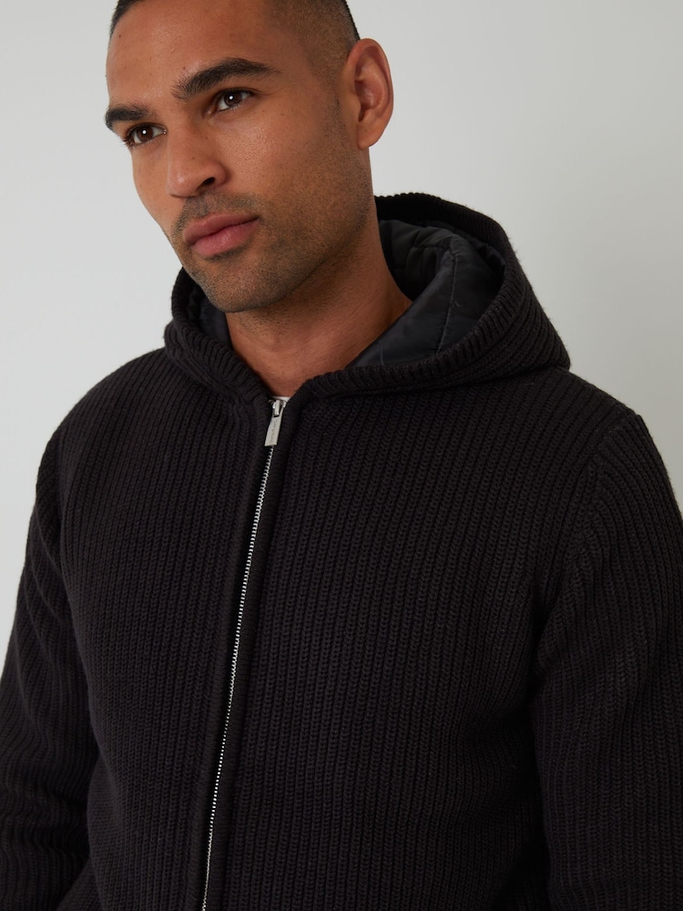 Threadbare Black Padded Knitted Jacket - Image 4 of 4 Threadbare Black Padded Knitted Jacket - Image 4 of 4