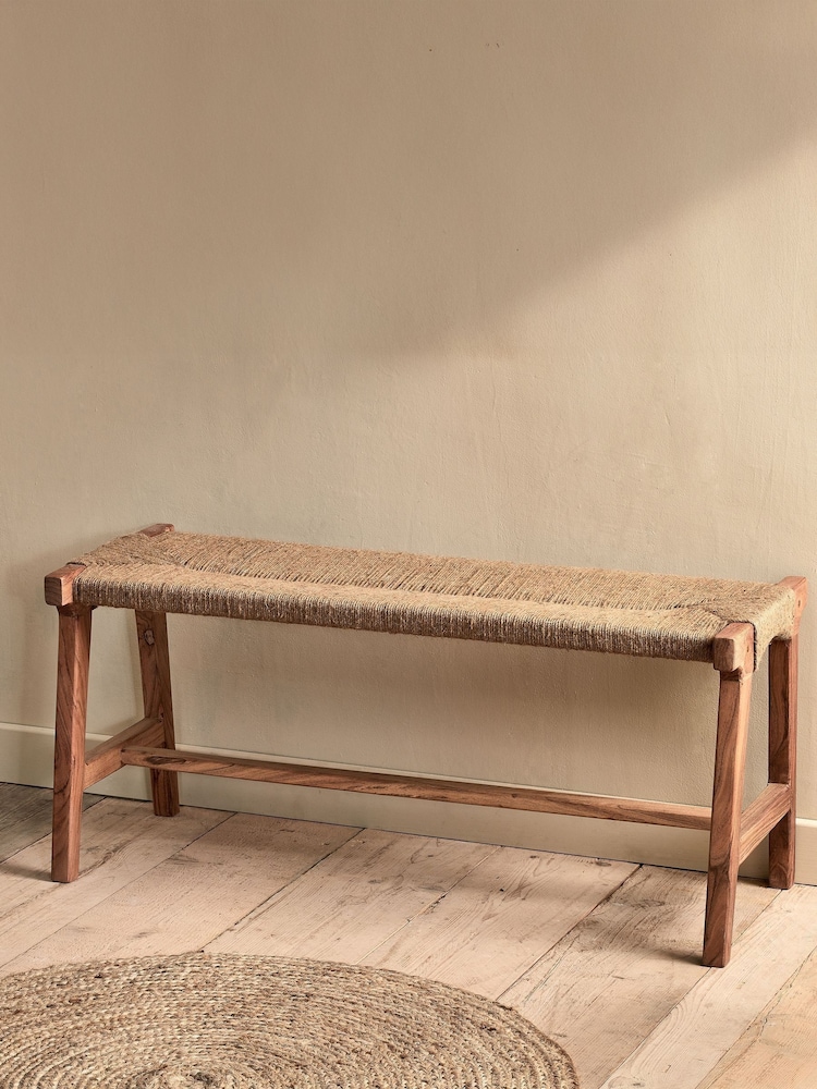 Nkuku Natural Amhara Acacia & Jute Woven Bench - Image 1 of 4 Nkuku Natural Amhara Acacia & Jute Woven Bench - Image 1 of 4