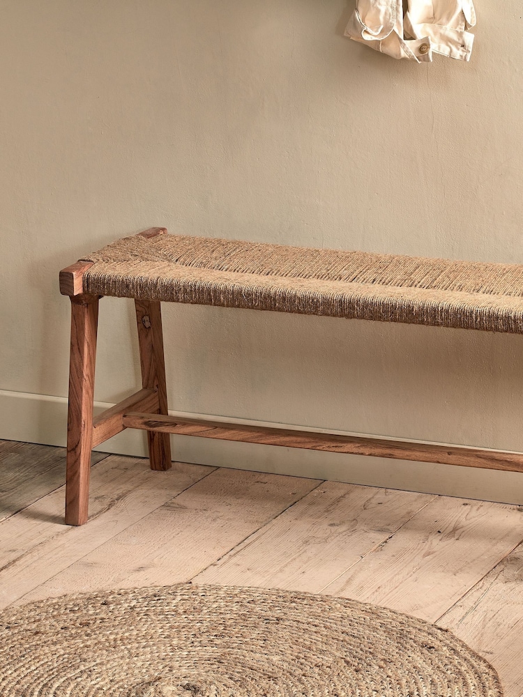 Nkuku Natural Amhara Acacia & Jute Woven Bench - Image 2 of 4 Nkuku Natural Amhara Acacia & Jute Woven Bench - Image 2 of 4