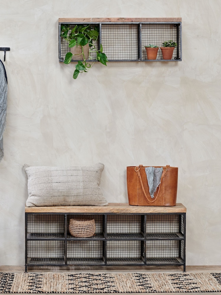 Nkuku Grey Hasa Industrial Storage Bench - Image 1 of 3 Nkuku Grey Hasa Industrial Storage Bench - Image 1 of 3