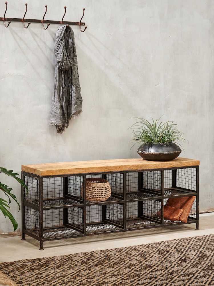 Nkuku Grey Hasa Industrial Storage Bench - Image 2 of 3 Nkuku Grey Hasa Industrial Storage Bench - Image 2 of 3