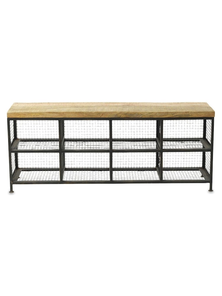 Nkuku Grey Hasa Industrial Storage Bench - Image 3 of 3 Nkuku Grey Hasa Industrial Storage Bench - Image 3 of 3
