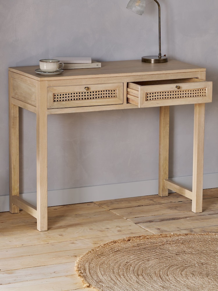 Nkuku Natural Kanz Mango Wood Writing Desk - Image 1 of 4 Nkuku Natural Kanz Mango Wood Writing Desk - Image 1 of 4