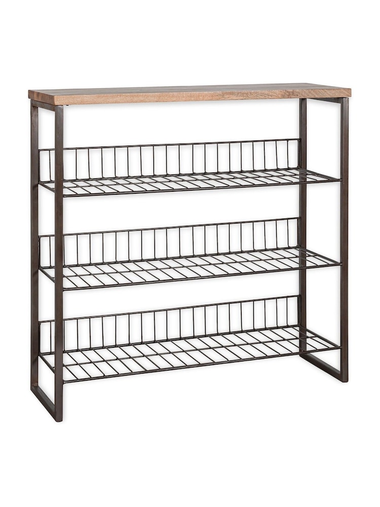 Nkuku Natural Kiyoma Iron & Wood Tall Standing Shelves - Image 4 of 4 Nkuku Natural Kiyoma Iron & Wood Tall Standing Shelves - Image 4 of 4