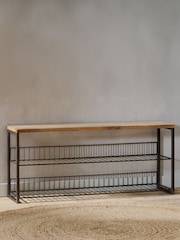 Nkuku Natural Kiyoma Iron & Wood Low Standing Shelves - Image 1 of 5