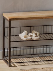 Nkuku Natural Kiyoma Iron & Wood Low Standing Shelves - Image 2 of 5