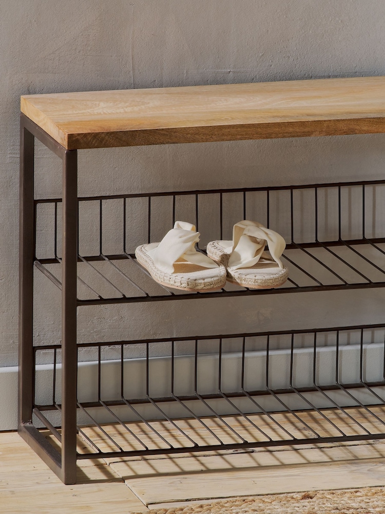 Nkuku Natural Kiyoma Iron & Wood Low Standing Shelves - Image 2 of 5 Nkuku Natural Kiyoma Iron & Wood Low Standing Shelves - Image 2 of 5