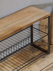 Nkuku Natural Kiyoma Iron & Wood Low Standing Shelves - Image 4 of 5