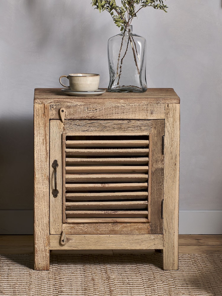Nkuku Natural Ibo Reclaimed Wooden Slatted Cabinet - Image 1 of 6