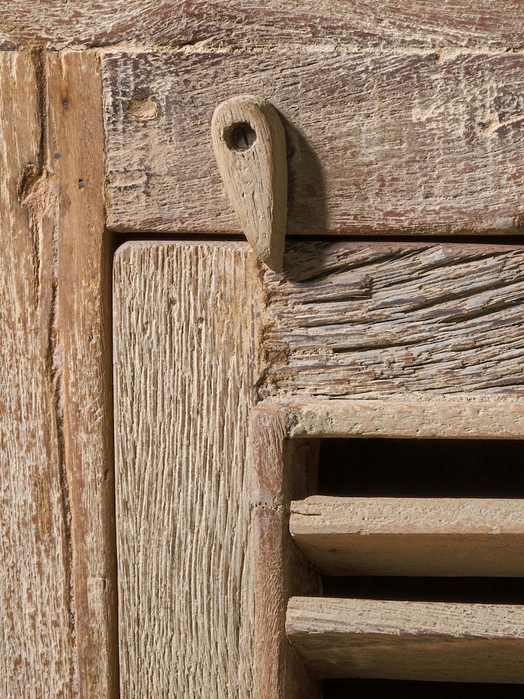 Nkuku Natural Ibo Reclaimed Wooden Slatted Cabinet - Image 2 of 6
