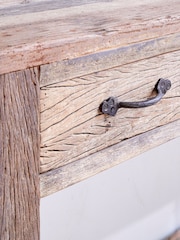 Nkuku Natural Ibo Reclaimed Wood 3 Drawer Console Table - Image 2 of 6