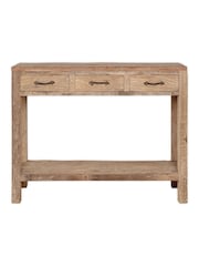 Nkuku Natural Ibo Reclaimed Wood 3 Drawer Console Table - Image 6 of 6