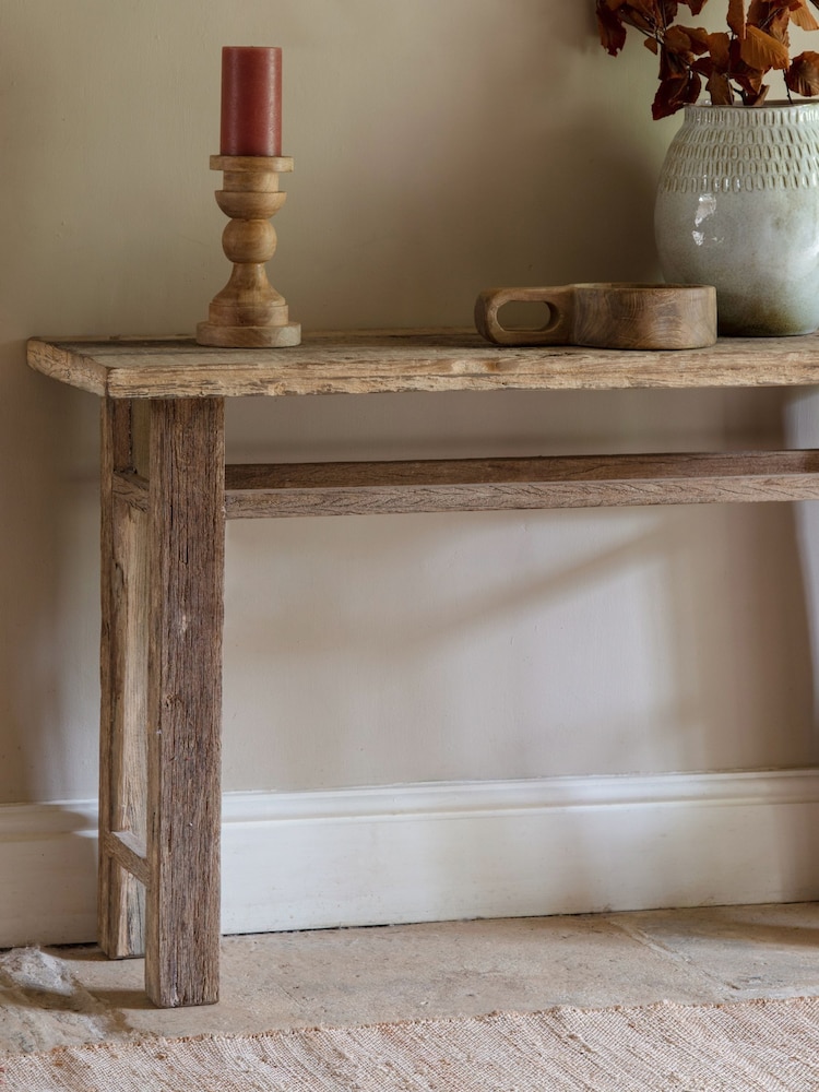 Nkuku Natural Ibo Reclaimed Wood Console Table - Image 2 of 5 Nkuku Natural Ibo Reclaimed Wood Console Table - Image 2 of 5