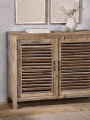 Nkuku Natural Ibo Reclaimed Wooden Slatted Sideboard - Image 2 of 6