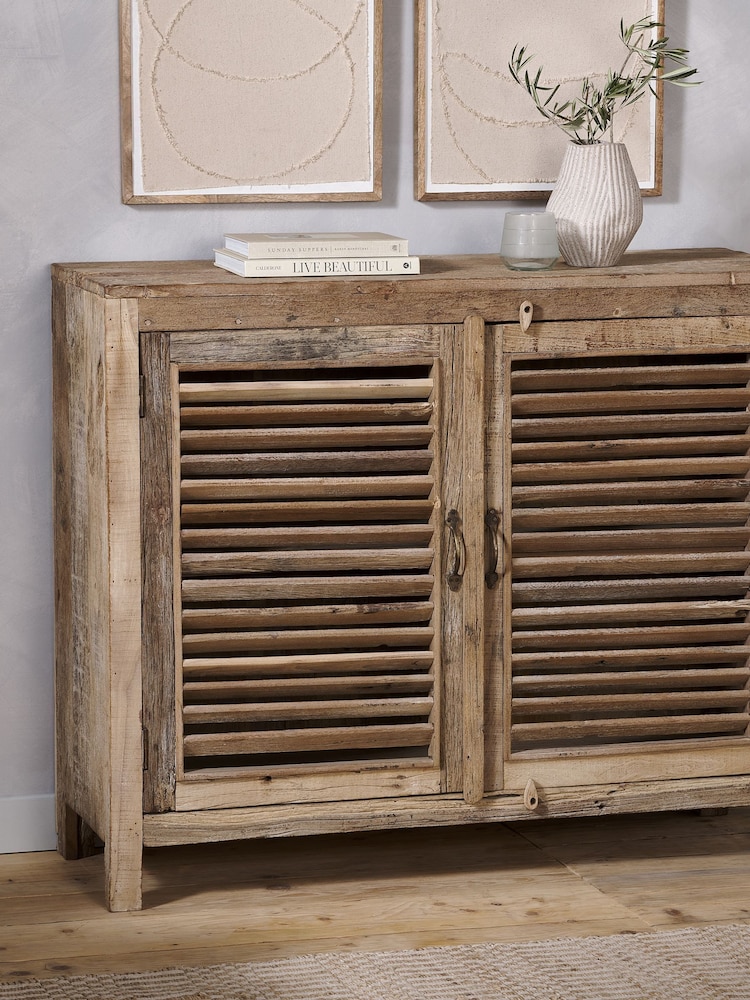 Nkuku Natural Ibo Reclaimed Wooden Slatted Sideboard - Image 2 of 6 Nkuku Natural Ibo Reclaimed Wooden Slatted Sideboard - Image 2 of 6