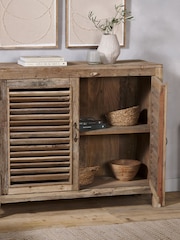Nkuku Natural Ibo Reclaimed Wooden Slatted Sideboard - Image 3 of 6