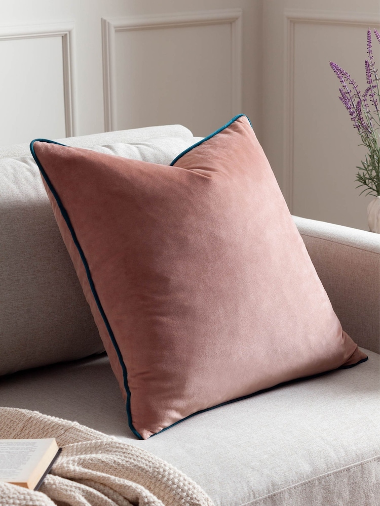 Furn Blush Teal Meridian Velvet Cushion - Image 1 of 4