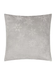Furn Grey Snowflakes Fur Velvet Jacquard Cushion - Image 1 of 3