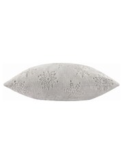 Furn Grey Snowflakes Fur Velvet Jacquard Cushion - Image 2 of 3