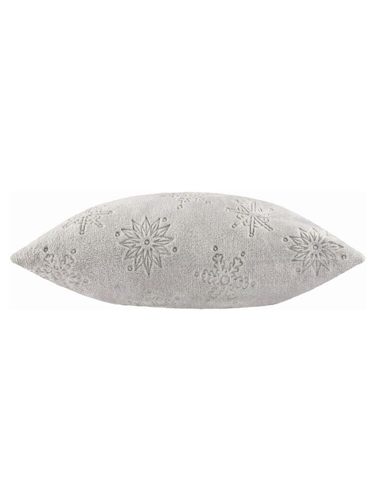 Furn Grey Snowflakes Fur Velvet Jacquard Cushion - Image 2 of 3