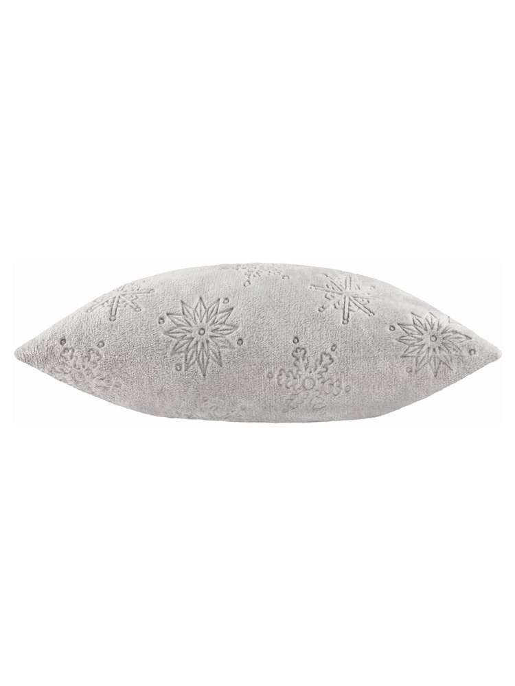 Furn Grey Snowflakes Fur Velvet Jacquard Cushion - Image 2 of 3 Furn Grey Snowflakes Fur Velvet Jacquard Cushion - Image 2 of 3