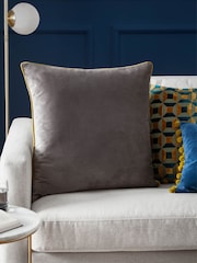 Furn Charcoal Moss Meridian Velvet Cushion - Image 1 of 5
