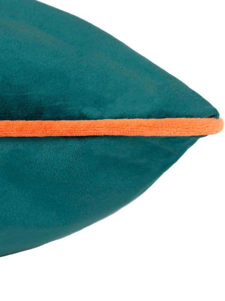 Furn Teal Clementine Meridian Velvet 45 x 45cm Cushion - Image 5 of 5 Furn Teal Clementine Meridian Velvet 45 x 45cm Cushion - Image 5 of 5