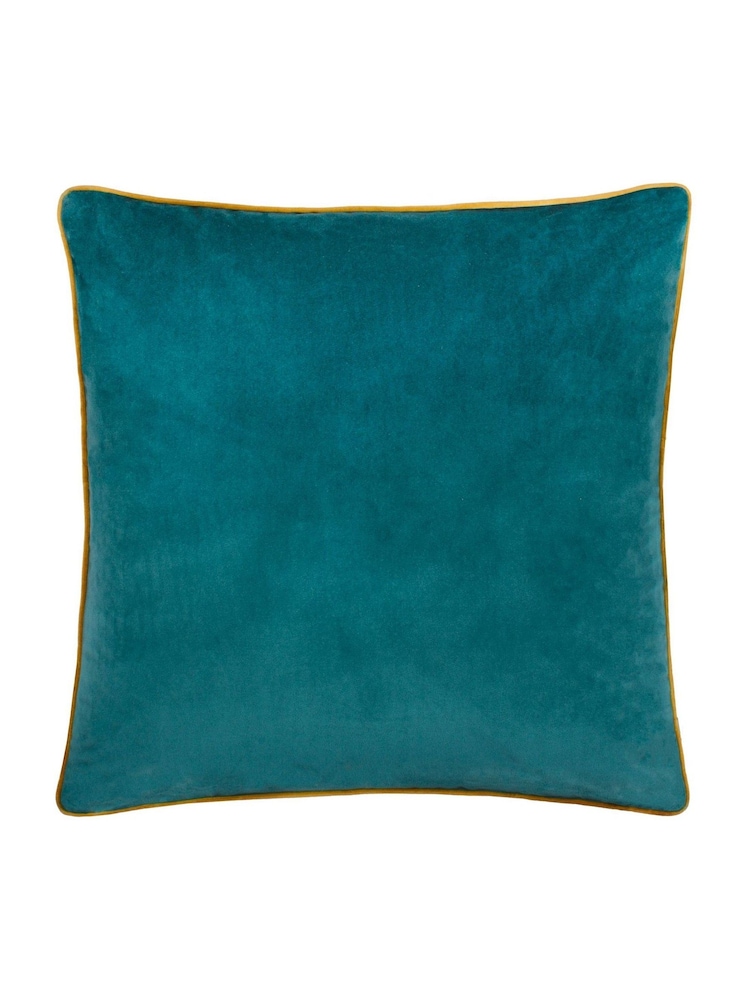 Furn Teal Ochre Meridian Velvet Cushion - Image 1 of 4