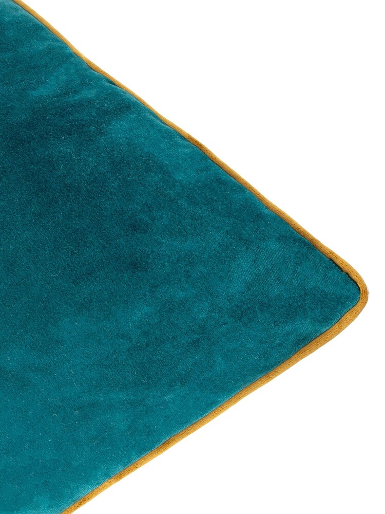 Furn Teal Ochre Meridian Velvet Cushion - Image 4 of 4