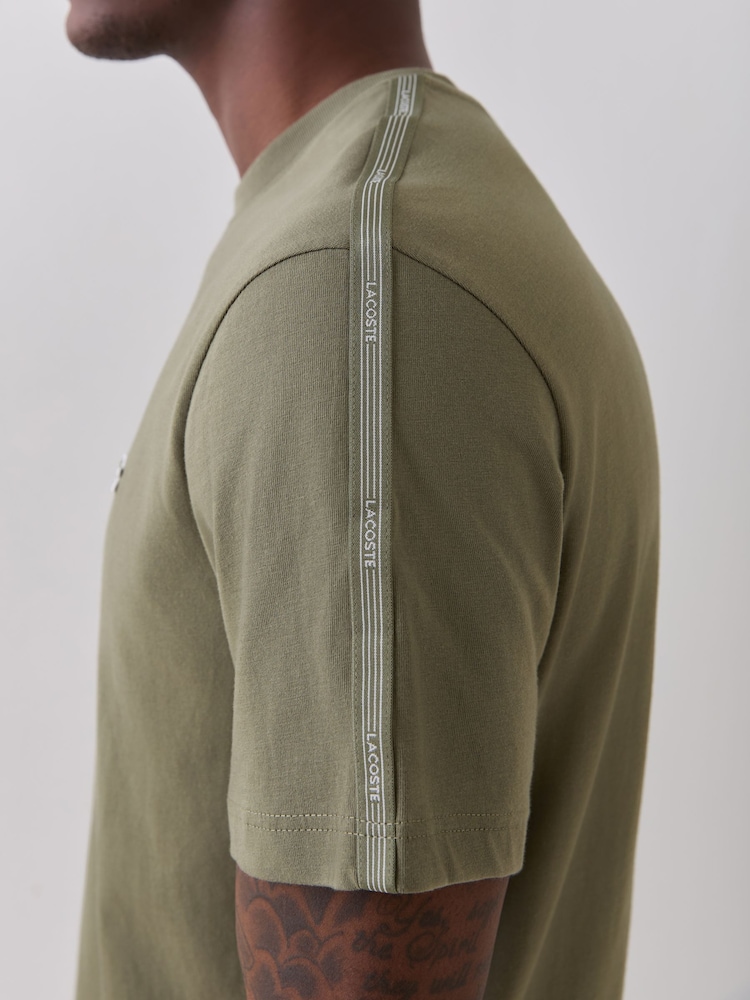 Lacoste Green Regular Fit Lacoste Stripe Band T-Shirt - Image 5 of 5