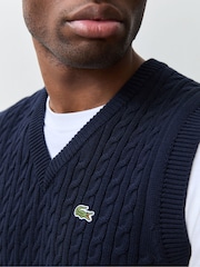 Lacoste Ärmelloser Zopfmuster-Pullover in normaler Passform - Bild 4 von 9