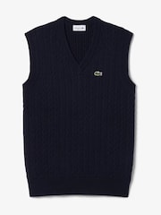 Lacoste Ärmelloser Zopfmuster-Pullover in normaler Passform - Bild 6 von 9