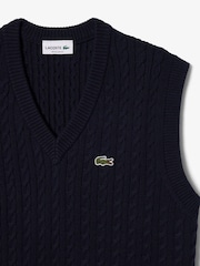 Lacoste Ärmelloser Zopfmuster-Pullover in normaler Passform - Bild 7 von 9