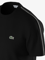 Lacoste Black Regular Fit Lacoste Stripe Band T-Shirt - Image 6 of 8