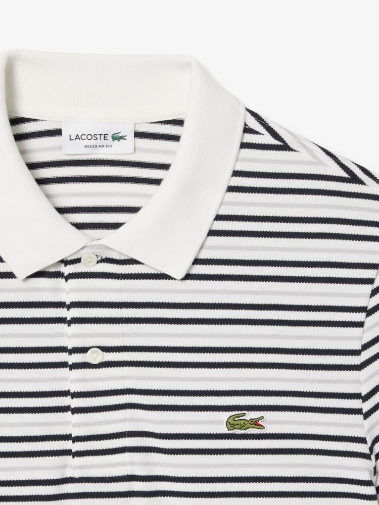 Lacoste Black Regular Fit Striped Mini-Piqué Polo Shirt - Image 2 of 3