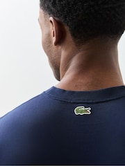 Lacoste Blue Classic Fit Embossed Cotton T-Shirt - Image 5 of 9
