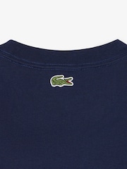 Lacoste Blue Classic Fit Embossed Cotton T-Shirt - Image 8 of 9