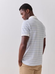 Lacoste Blue Regular Fit Striped Mini-Piqué Polo Shirt - Image 4 of 6