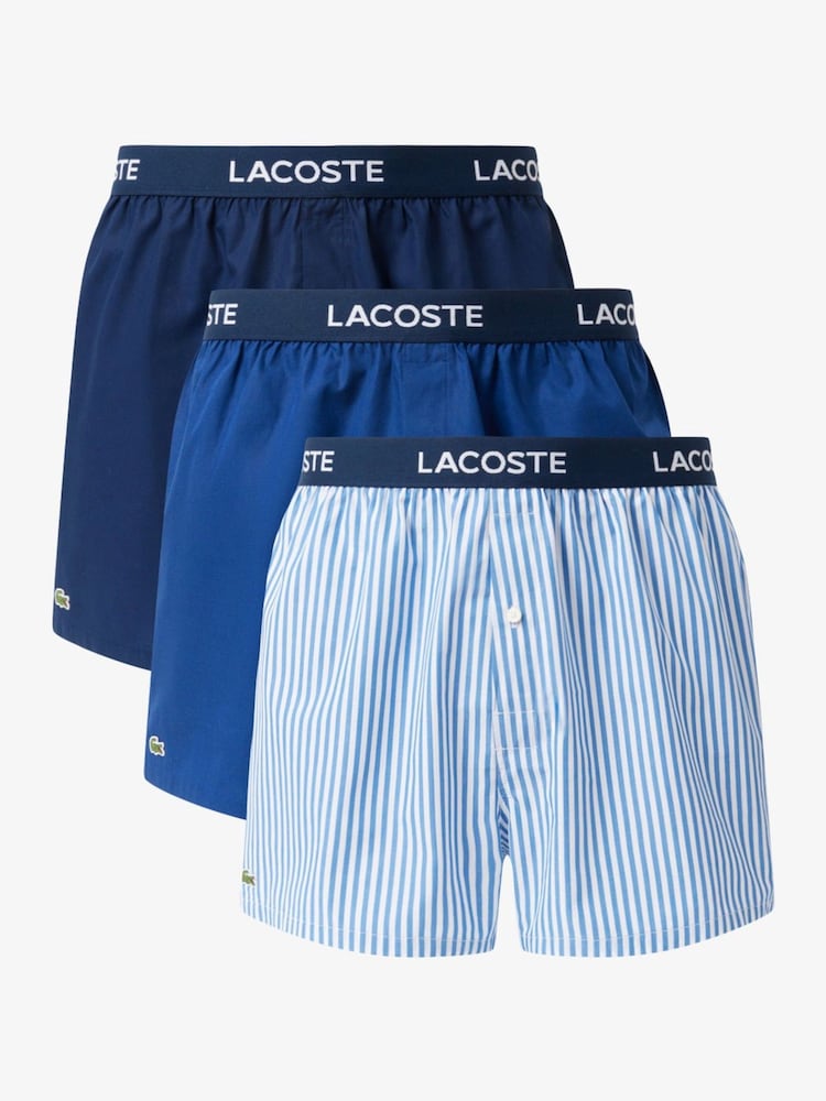 Lacoste Blue Cotton Boxers 3 Pack - Image 1 of 5