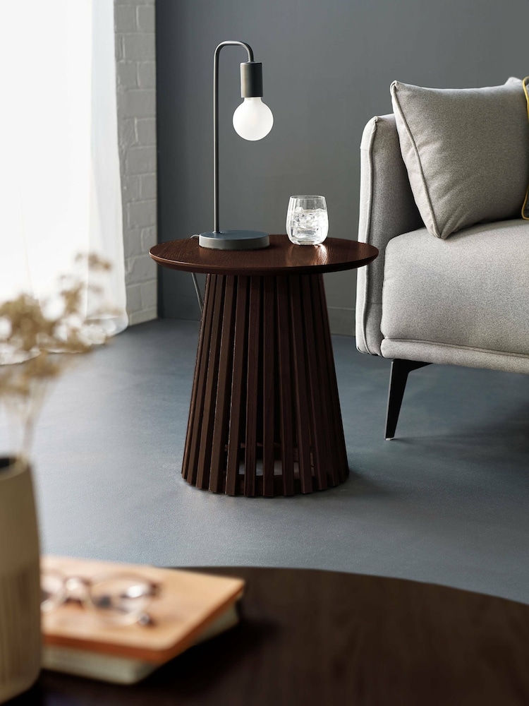 Julian Bowen Dark Oak Ollie Round Lamp Table - Image 1 of 6 Julian Bowen Dark Oak Ollie Round Lamp Table - Image 1 of 6