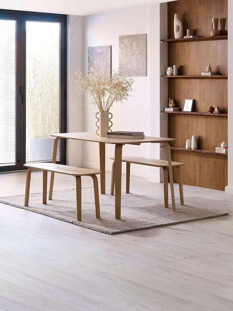 Julian Bowen Light Beech Oak Kaito Oak Curved Leg Bench - Image 1 of 6